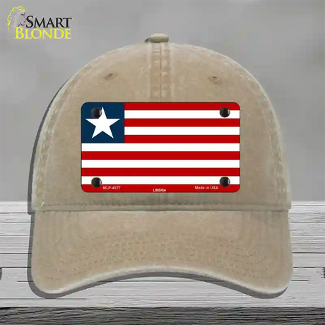 Liberia Flag Novelty License Plate Hat Unconstructed Cotton / Khaki