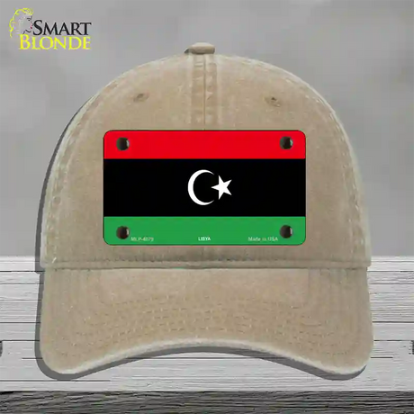 Libya Flag Novelty License Plate Hat Unconstructed Cotton / Khaki