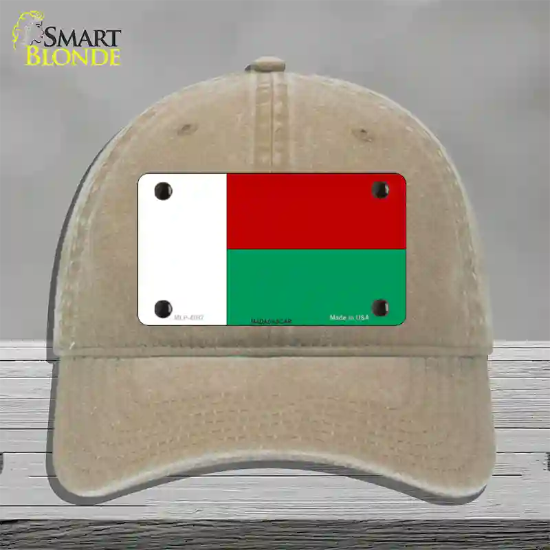 Madagascar Flag Novelty License Plate Hat Unconstructed Cotton / Khaki