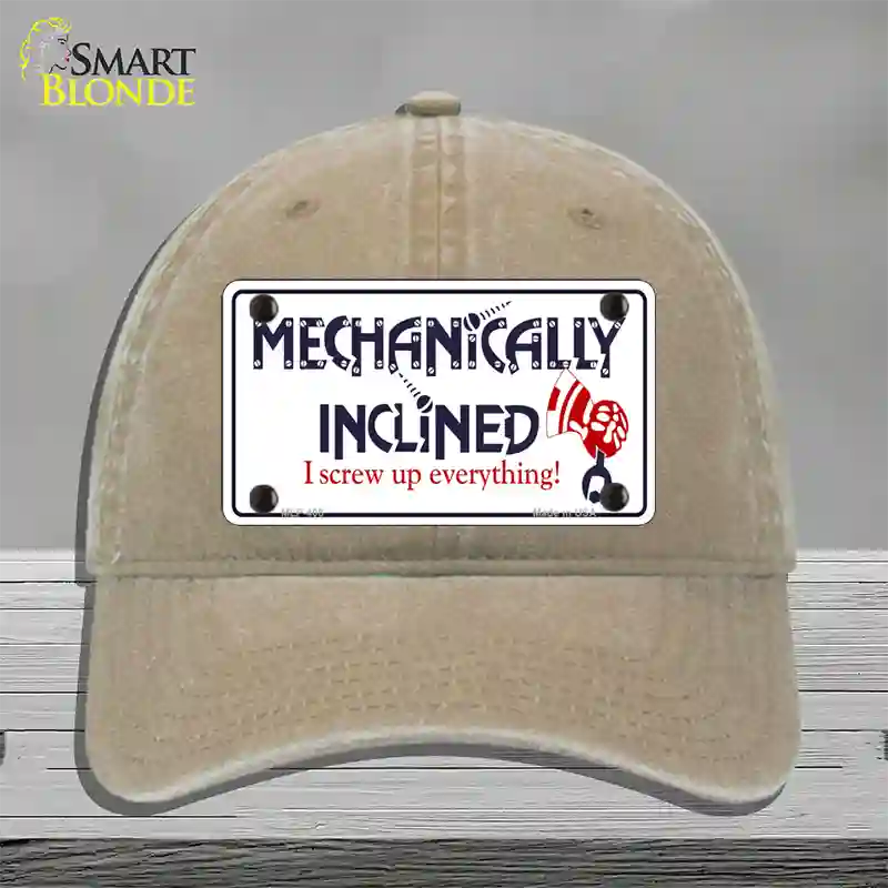 Mechanically Inclined Novelty License Plate Hat Unconstructed Cotton / Khaki