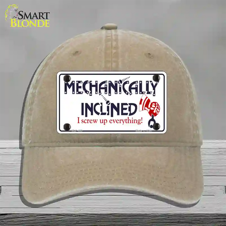 Mechanically Inclined Novelty License Plate Hat Unconstructed Cotton / Khaki