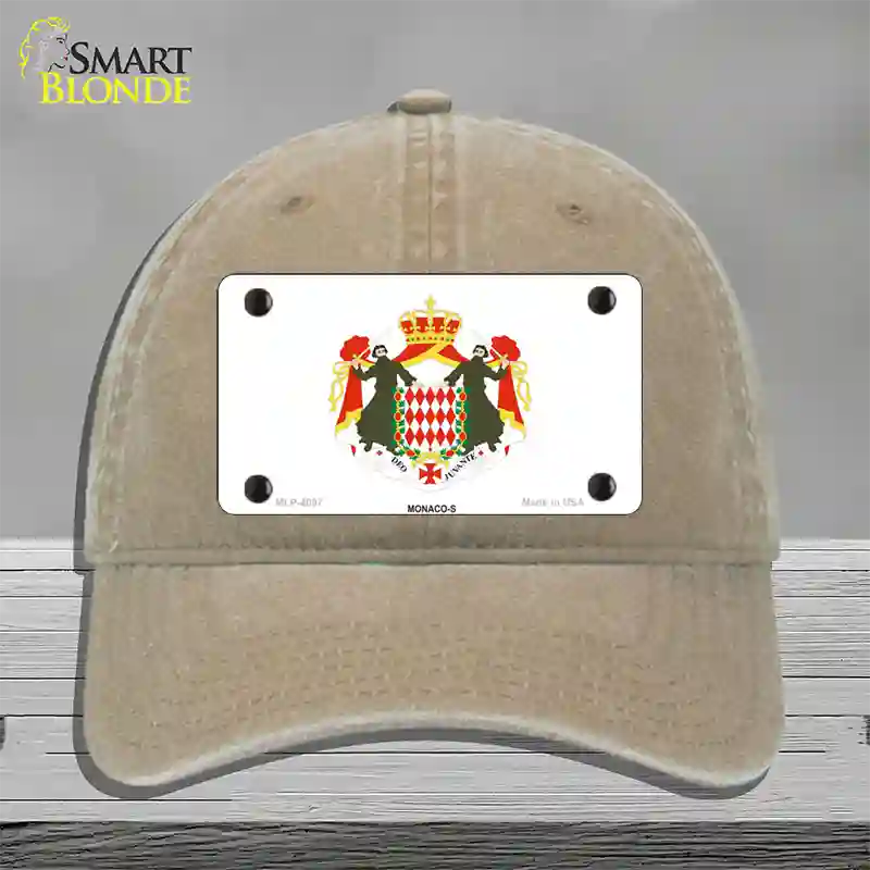 Monaco-S Flag Novelty License Plate Hat Unconstructed Cotton / Khaki