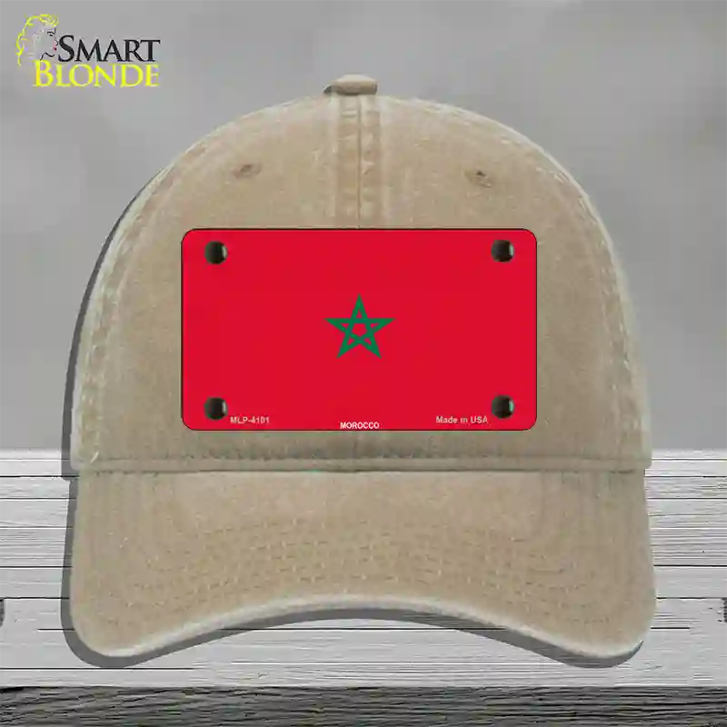 Morocco Flag Novelty License Plate Hat Unconstructed Cotton / Khaki