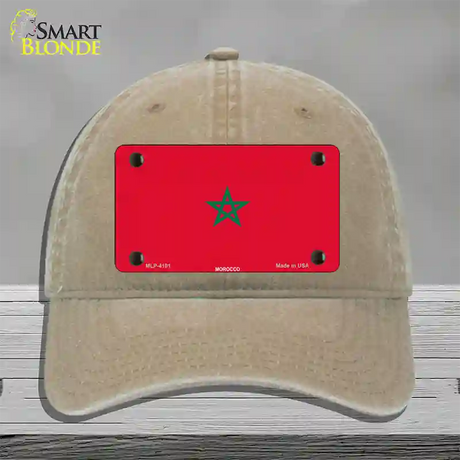 Morocco Flag Novelty License Plate Hat Unconstructed Cotton / Khaki