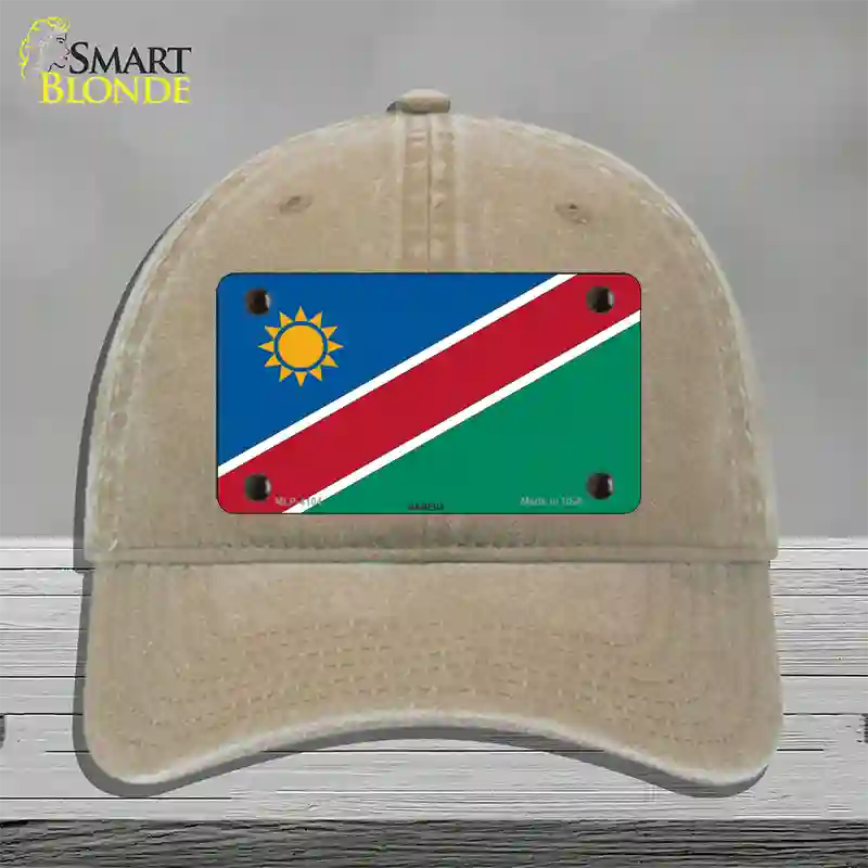 Namibia Flag Novelty License Plate Hat Unconstructed Cotton / Khaki