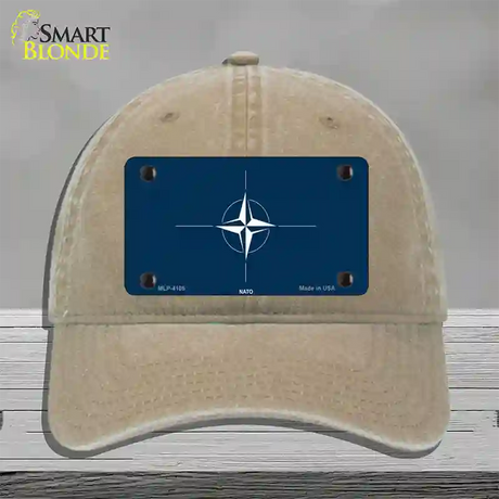 Nato Flag Novelty License Plate Hat Unconstructed Cotton / Khaki