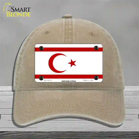 Northern Cyprus Flag Novelty License Plate Hat Unconstructed Cotton / Khaki