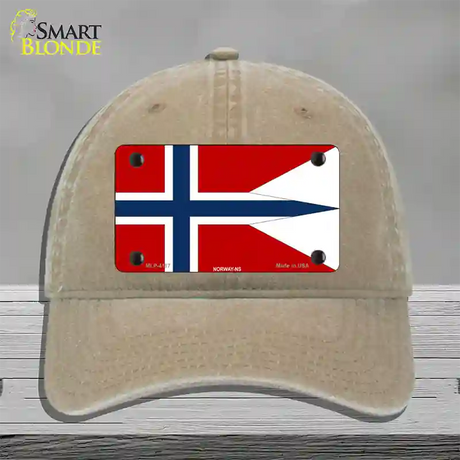 Norway-NS Flag Novelty License Plate Hat Unconstructed Cotton / Khaki