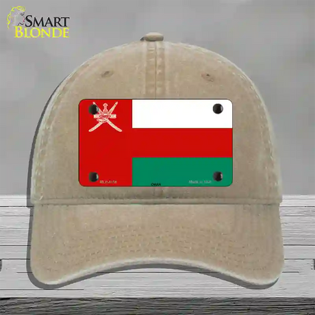 Oman Flag Novelty License Plate Hat Unconstructed Cotton / Khaki