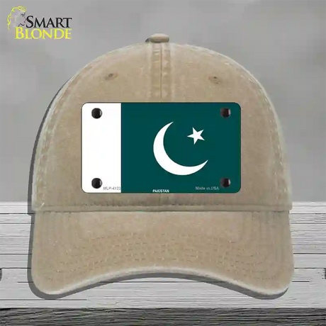 Pakistan Flag Novelty License Plate Hat Unconstructed Cotton / Khaki