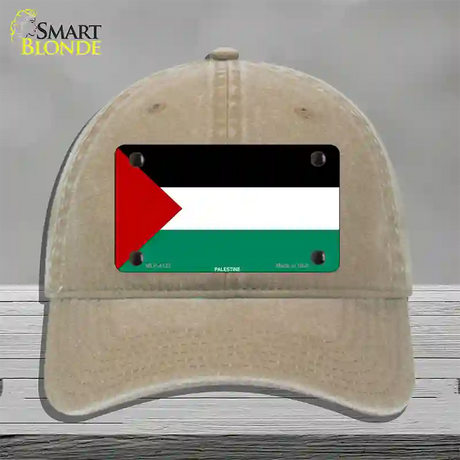 Palestine Flag Novelty License Plate Hat Unconstructed Cotton / Khaki