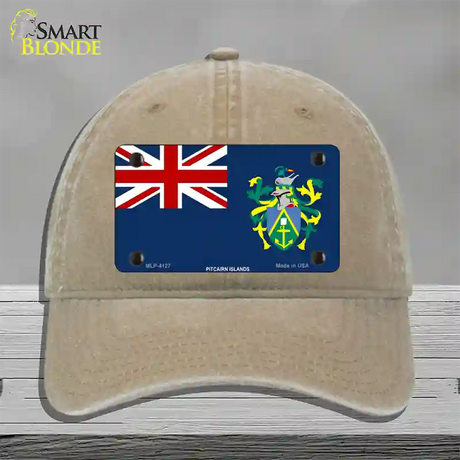 Pitcairn Islands Flag Novelty License Plate Hat Unconstructed Cotton / Khaki