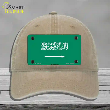 Saudi Arabia Flag Novelty License Plate Hat Unconstructed Cotton / Khaki