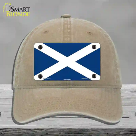 Scotland Flag Novelty License Plate Hat Unconstructed Cotton / Khaki