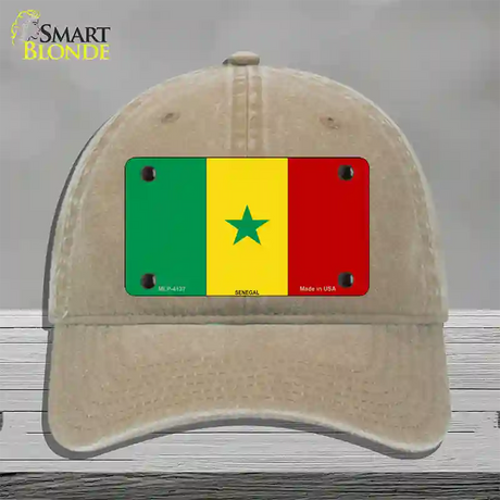 Senegal Flag Novelty License Plate Hat Unconstructed Cotton / Khaki