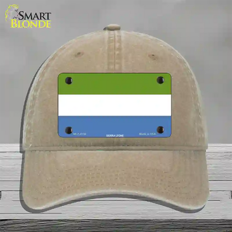 Sierra Leone Flag Novelty License Plate Hat Unconstructed Cotton / Khaki