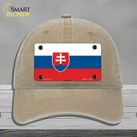 Slovakia Flag Novelty License Plate Hat Unconstructed Cotton / Khaki