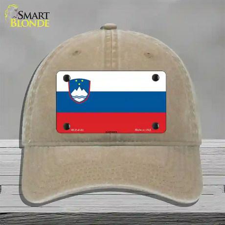 Slovenia Flag Novelty License Plate Hat Unconstructed Cotton / Khaki