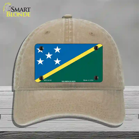 Solomon Islands Flag Novelty License Plate Hat Unconstructed Cotton / Khaki