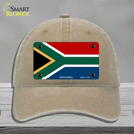 South Africa Flag Novelty License Plate Hat Unconstructed Cotton / Khaki