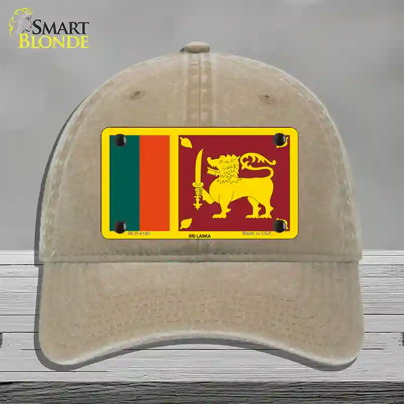 Sri Lanka Flag Novelty License Plate Hat Unconstructed Cotton / Khaki