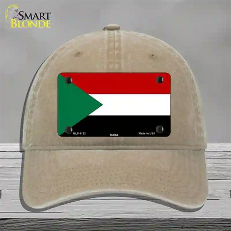 Sudan Flag Novelty License Plate Hat Unconstructed Cotton / Khaki