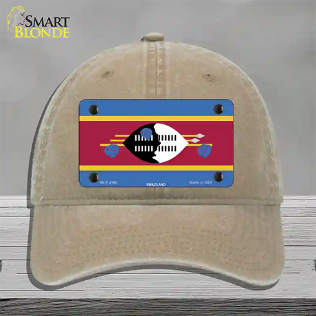 Swaziland Flag Novelty License Plate Hat Unconstructed Cotton / Khaki