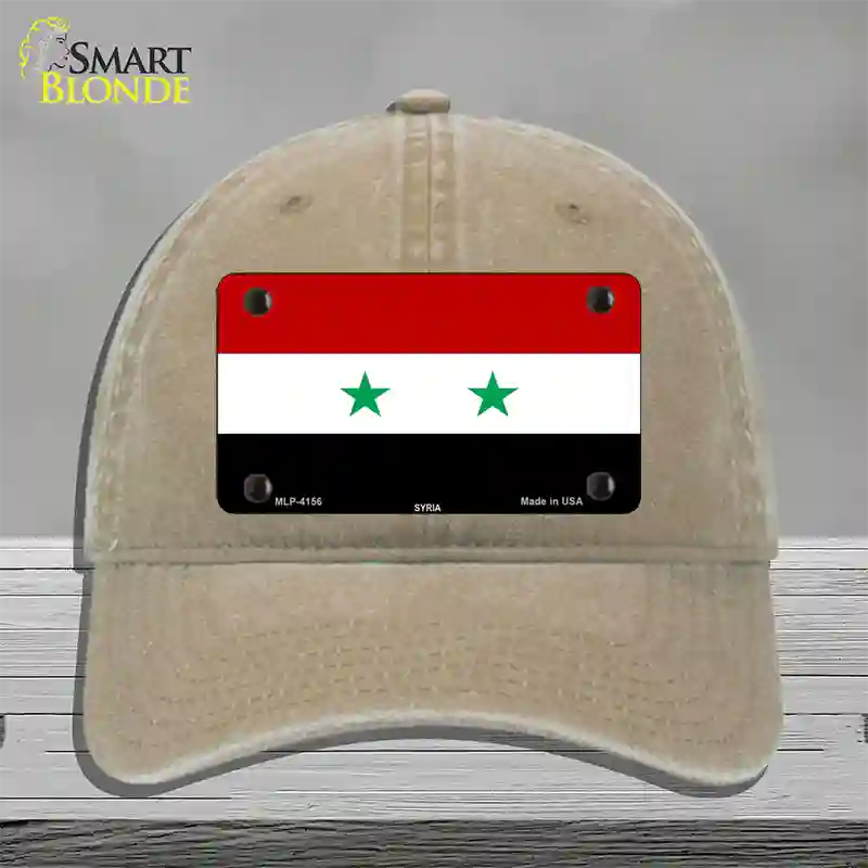 Syria Flag Novelty License Plate Hat Unconstructed Cotton / Khaki