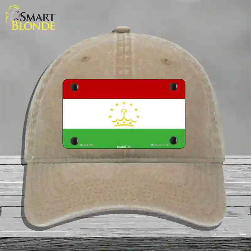 Tajikistan Flag Novelty License Plate Hat Unconstructed Cotton / Khaki