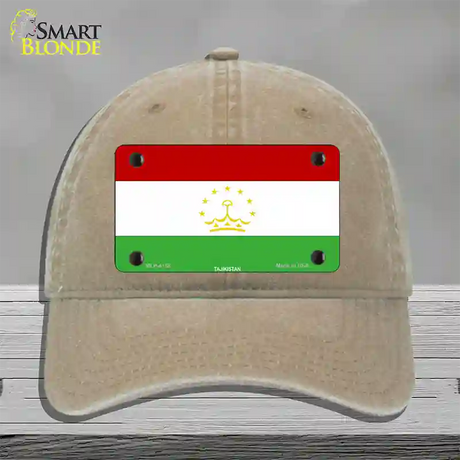 Tajikistan Flag Novelty License Plate Hat Unconstructed Cotton / Khaki