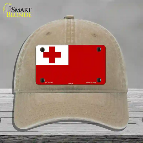 Tonga Flag Novelty License Plate Hat Unconstructed Cotton / Khaki