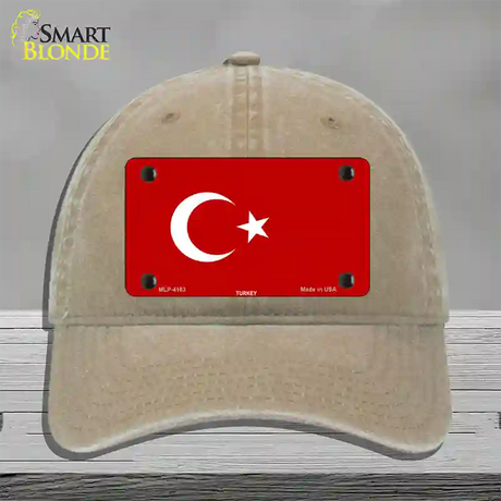 Turkey Flag Novelty License Plate Hat Unconstructed Cotton / Khaki