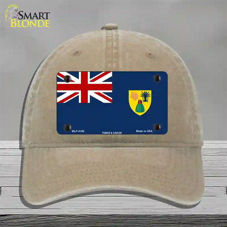 Turks And Caicos Flag Novelty License Plate Hat Unconstructed Cotton / Khaki