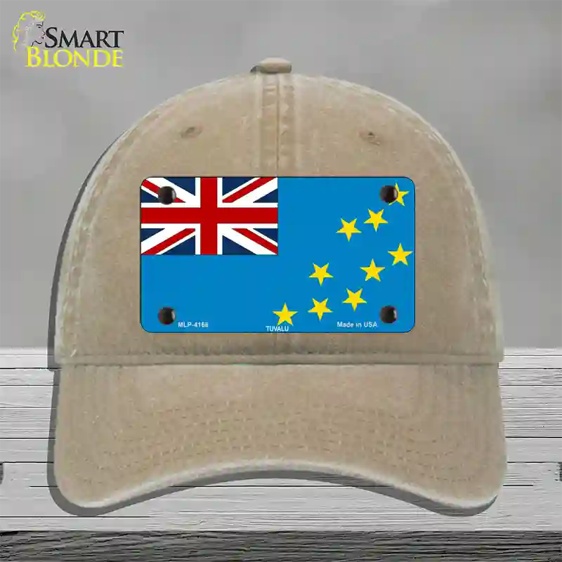 Tuvalu Flag Novelty License Plate Hat Unconstructed Cotton / Khaki