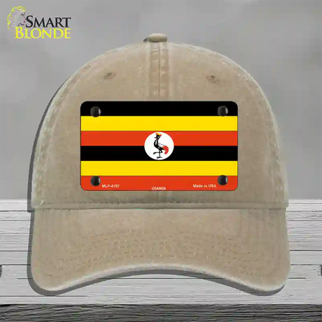 Uganda Flag Novelty License Plate Hat Unconstructed Cotton / Khaki