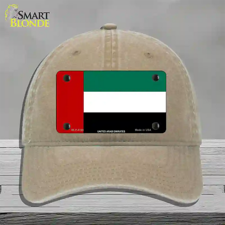 United Arab Emirates Flag Novelty License Plate Hat Unconstructed Cotton / Khaki