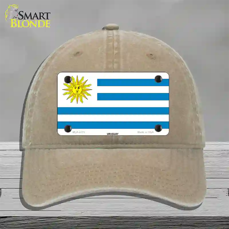 Uruguay Flag Novelty License Plate Hat Unconstructed Cotton / Khaki