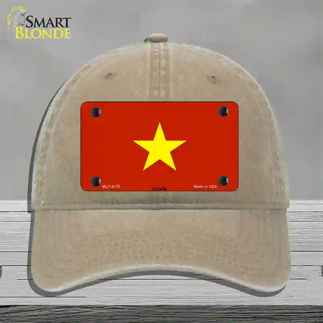 Vietnam Flag Novelty License Plate Hat Unconstructed Cotton / Khaki