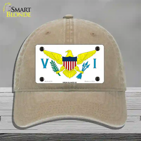 Virgin Islands US Flag Novelty License Plate Hat Unconstructed Cotton / Khaki