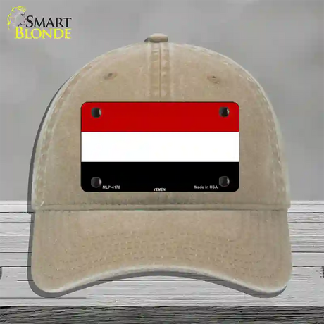 Yemen Flag Novelty License Plate Hat Unconstructed Cotton / Khaki