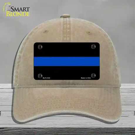 Thin Blue Line Police Novelty License Plate Hat Unconstructed Cotton / Khaki