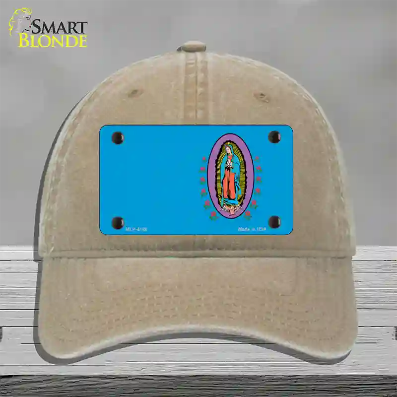 Virgin Mary Blue Novelty License Plate Hat Unconstructed Cotton / Khaki