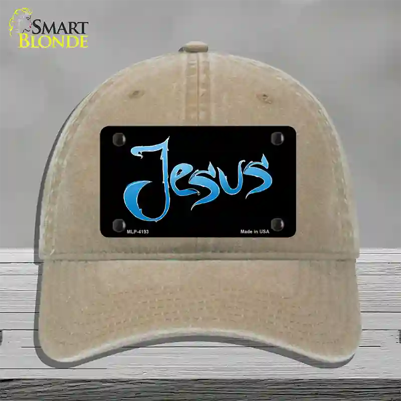 Jesus Novelty License Plate Hat Unconstructed Cotton / Khaki