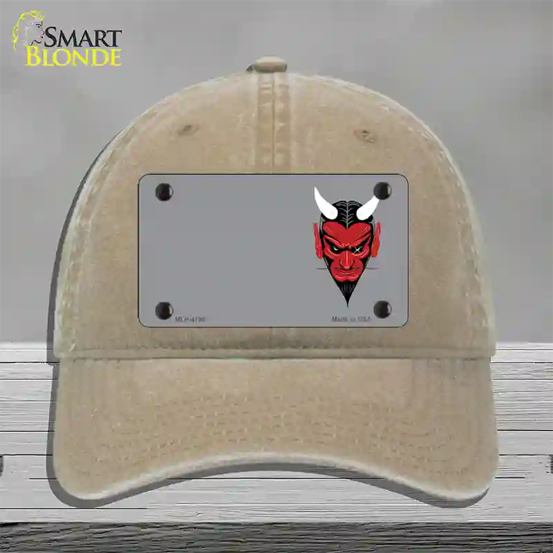 Devil Offset Novelty License Plate Hat Unconstructed Cotton / Khaki