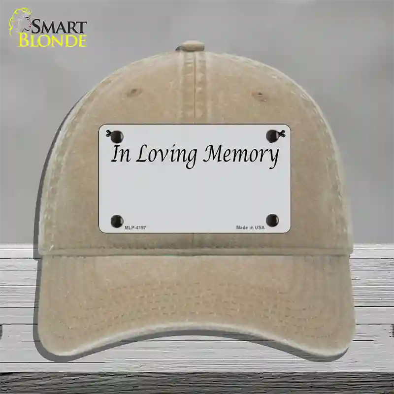 In Loving Memory Gray Novelty License Plate Hat Unconstructed Cotton / Khaki