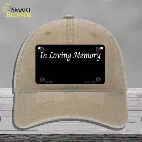 In Loving Memory Black Novelty License Plate Hat Unconstructed Cotton / Khaki