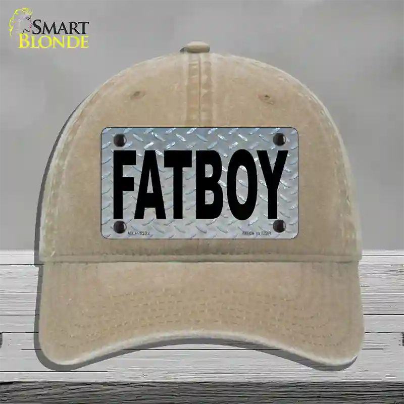 Fat Boy Diamond Novelty License Plate Hat Unconstructed Cotton / Khaki