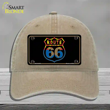 Route 66 Logo Arizona Flag Novelty License Plate Hat Unconstructed Cotton / Khaki