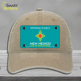 New Mexico Teal State Blank Novelty License Plate Hat Unconstructed Cotton / Khaki