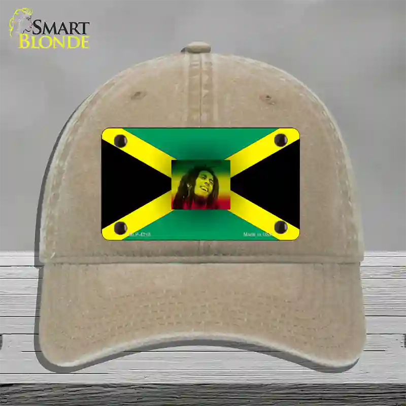 Unconstructed Cotton Khaki Jamaica Flag Bob Marley Novelty License Plate  Hat